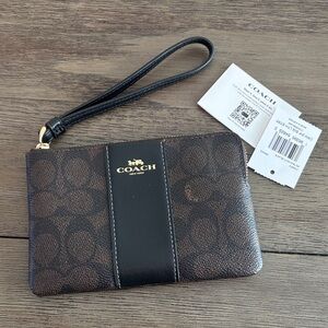 Coach Signature Brown Wristlet NWT